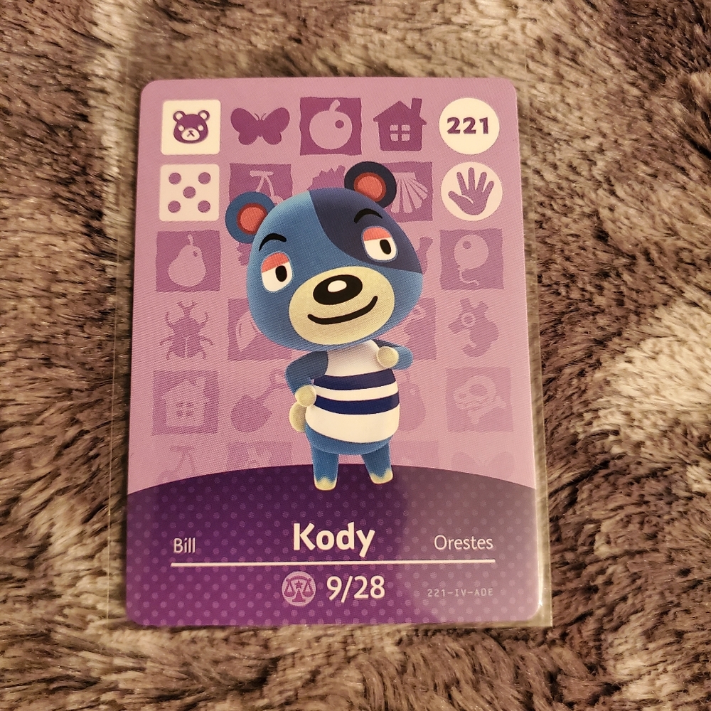 Kody Nintendo Animal Crossing Amiibo Character Card